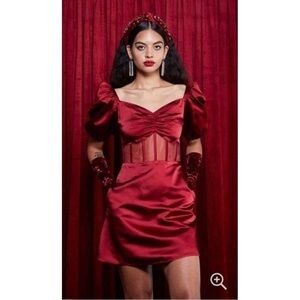Autumn Adeigbo Clarette corset Dress Deep Red Womens mini Size 10 NEW